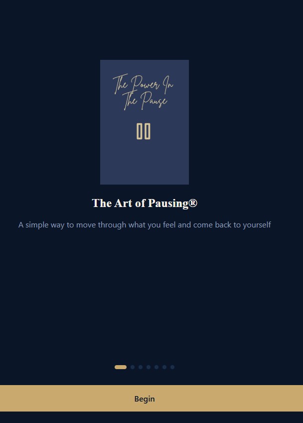 The Art of Pausing app start screen